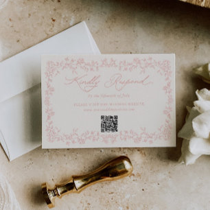 Vintage Soft Blush Rosen Floral Rahmen Hochzeit  RSVP Karte