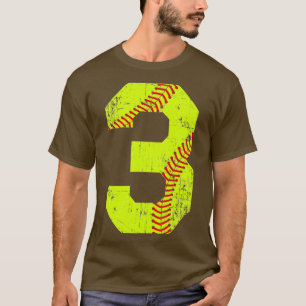 Vintage Softball 3 Jersey-Nummer T-Shirt