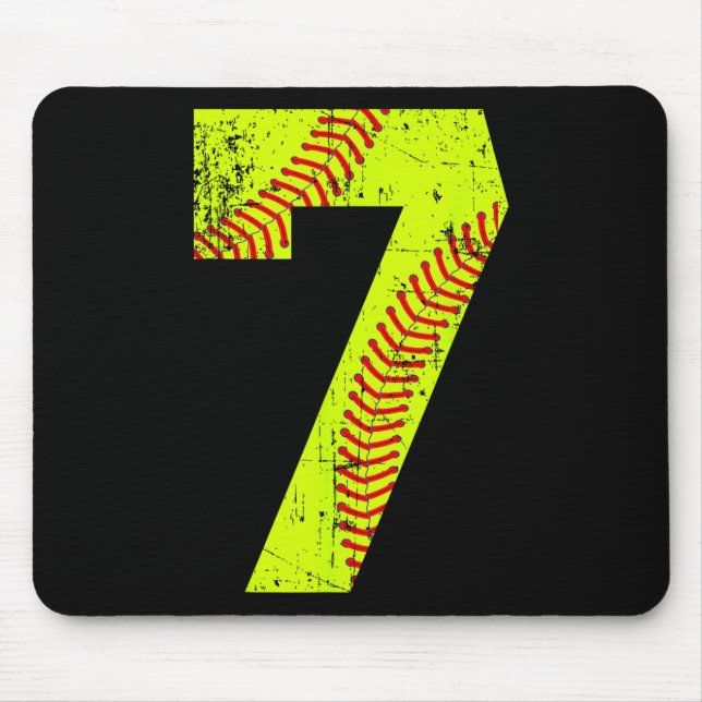Vintage Softll 7 Trikotnummer  Mousepad (Vorne)