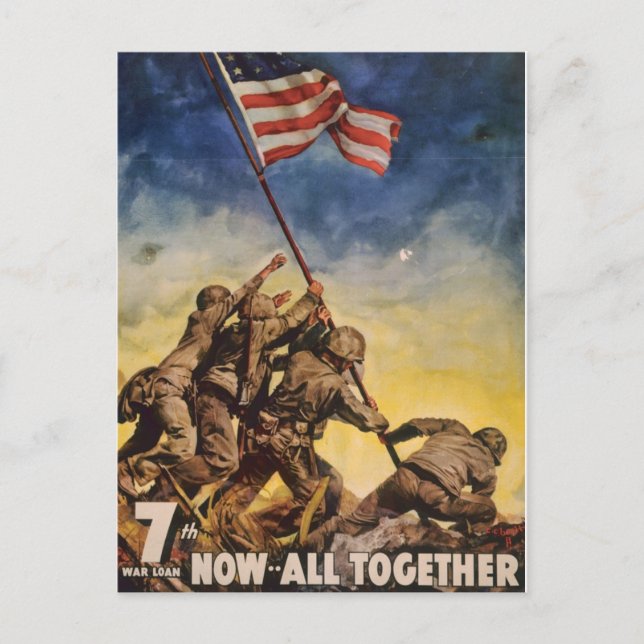 Vintage Soldaten, die eine Postkarte für den Flagg (Vorderseite)