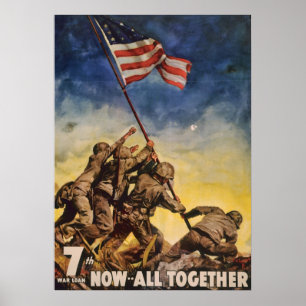 Vintage Soldaten pflanzen Flagge Kriegsplakat Poster