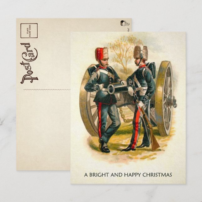Vintage Soldaten Weihnachten Postkarte  (Vorne/Hinten)