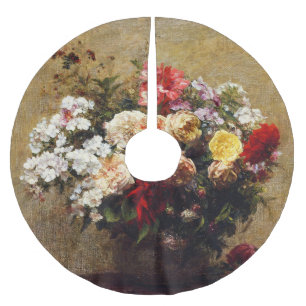 Vintage Sommer-Blume von Henri Fantin-Latour Polyester Weihnachtsbaumdecke