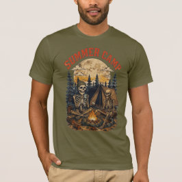 Vintage Sommer-Camping-Skelett-Lagerfeuer-Design T-Shirt