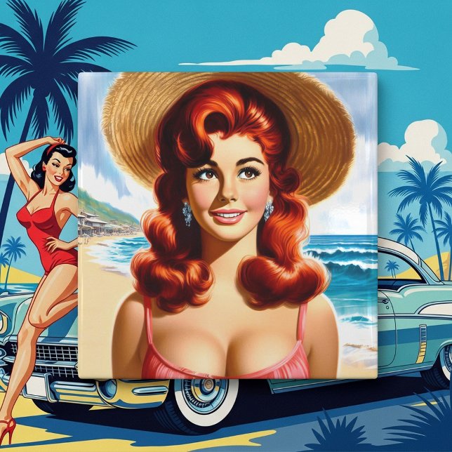 Vintage Sommer Pin-up Fliese (Von Creator hochgeladen)