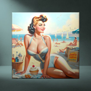 Vintage-Sommer-Pin-Up-Girl Fliese