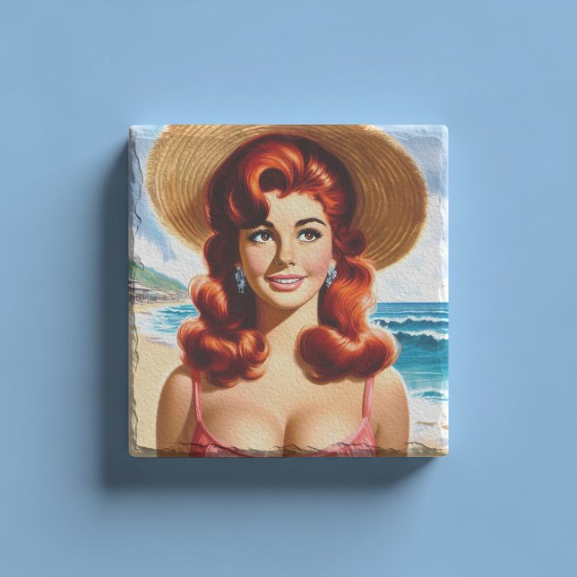Vintage Sommer Pin-up Steinuntersetzer (Von Creator hochgeladen)