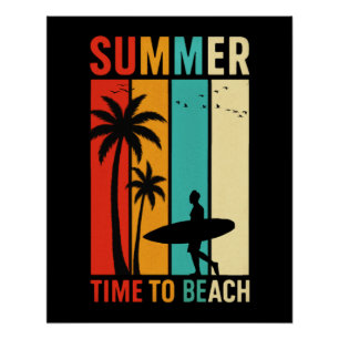 Vintage-Sommer-Surfer-Palm-Beach-Vibes-Plakat Poster