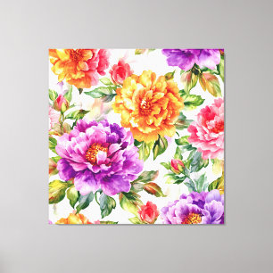 Vintage-Sommerblüten-Aquarell-Blumen Leinwanddruck