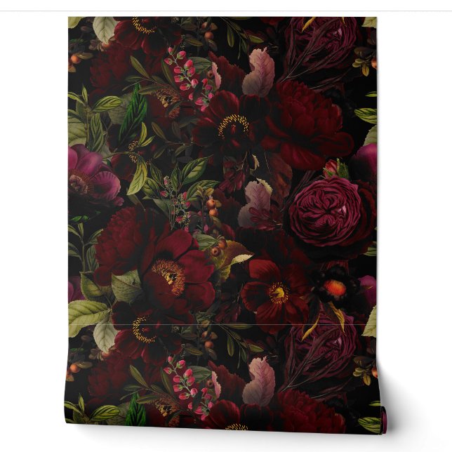 Vintage Sommerromantik Maximalismus Moody Floral Tapete (Abrollen)