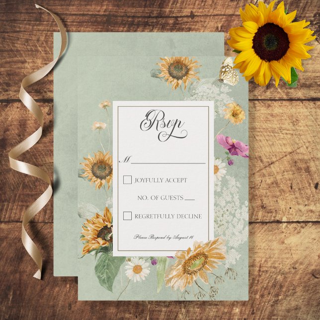 Vintage Sommersonnenblume RSVP Karte (Von Creator hochgeladen)