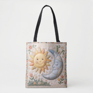 Vintage-Sonne-Mond-Quilt-Style-Druck Tasche