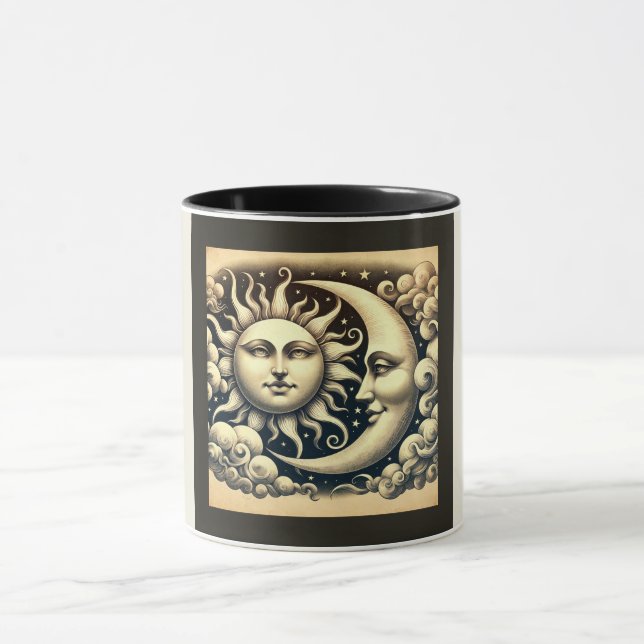 Vintage Sonne & Mond Tasse (Zentrum)