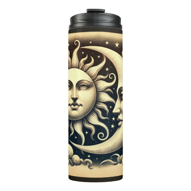 Vintage Sonne & Mond Thermosbecher (Vorderseite)