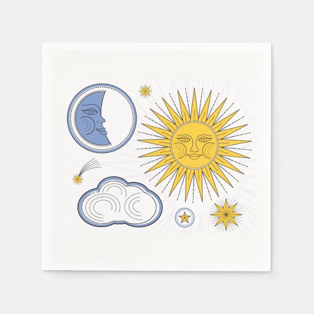 Vintage Sonne und Mond Serviette (Vorderseite)