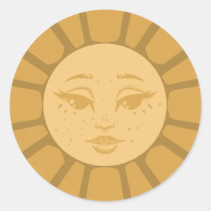 Vintage-Sonnenaufkleber Runder Aufkleber