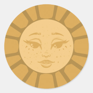 Vintage-Sonnenaufkleber Runder Aufkleber