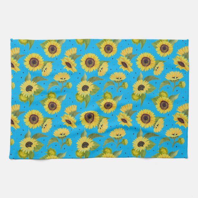 Vintage Sonnenblume Bouquet Muster Geschirrtuch (Horizontal)