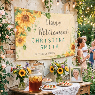 Vintage Sonnenblume Elegante Sommer-Ruhestandsfeie Banner