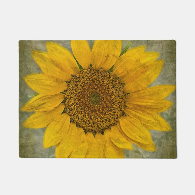 Vintage Sonnenblume-Fußmatte Fußmatte (Vorderseite)
