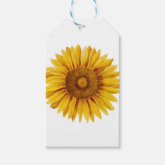 Vintage Sonnenblume Happy Blume Geschenkanhänger (Vorderseite)