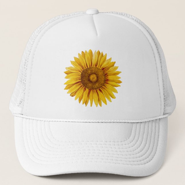 Vintage Sonnenblume Happy Blume Truckerkappe (Vorderseite)