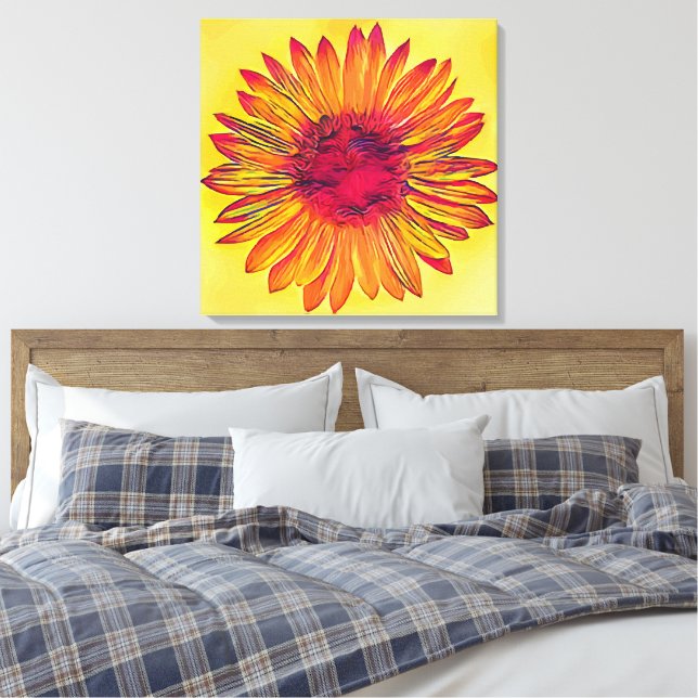 Vintage Sonnenblume Leinwanddruck (Insitu (Schlafzimmer))