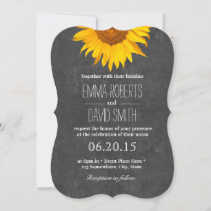 Vintage Sonnenblume Rustikale Chalkboard Hochzeit Einladung