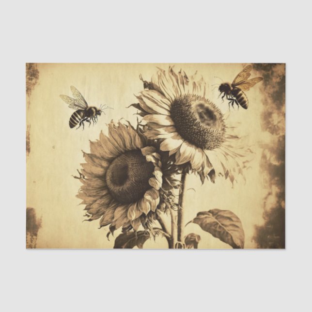 Vintage Sonnenblume Seidenpapier (Vorderseite)