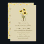 Vintage Sonnenblumen auf Mason Jar Hochzeit Einlad Einladung<br><div class="desc">Vintage Sonnenblumen auf Mason Jar Wedding Einladung Hochzeit mit Sonnenblumen auf Maurerkirschen und Schmetterlingen. Dies ist ideal für Western- und Stallhochzeiten.</div>
