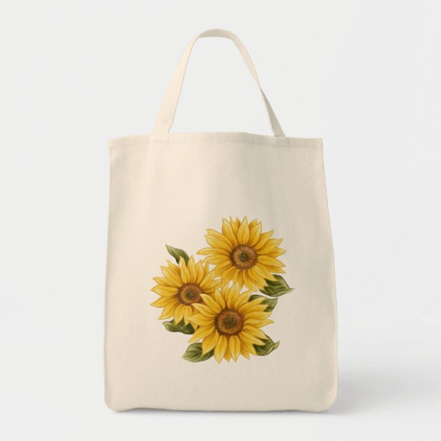 Vintage Sonnenblumen Bauernstil Tragetasche (Vorne)