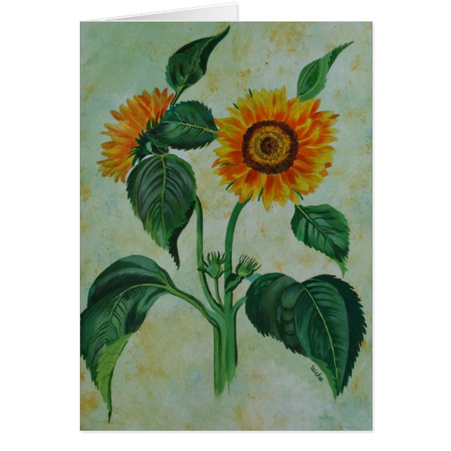 Vintage Sonnenblumen Botanische Kunst (Vorne)