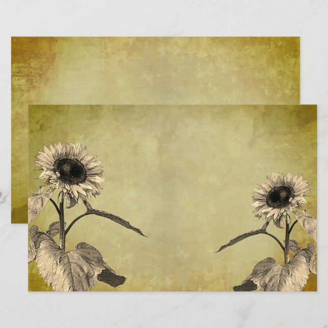 Vintage Sonnenblumen Briefpapier (Vorne/Hinten)