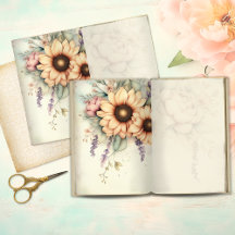 Vintage-Sonnenblumen-Duo-Junk-Journal-Seite