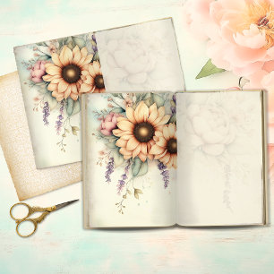 Vintage-Sonnenblumen-Duo-Junk-Journal-Seite