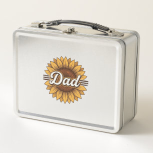 Vintage-Sonnenblumen-Hemd-Design für Väter Engravi Metall Brotdose