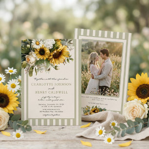 Vintage-Sonnenblumen-Hochzeit Einladung