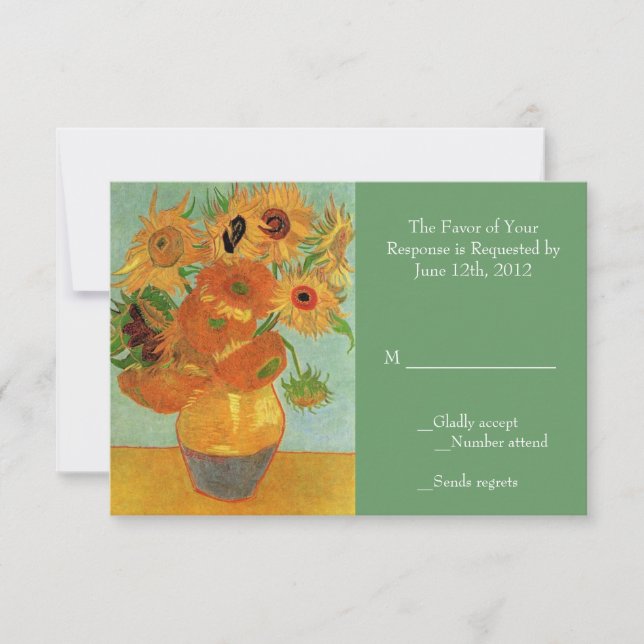 Vintage Sonnenblumen Hochzeit RSVP Karte (Vorderseite)