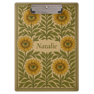 Vintage Sonnenblumen Individuelle Name Zwischenabl Klemmbrett