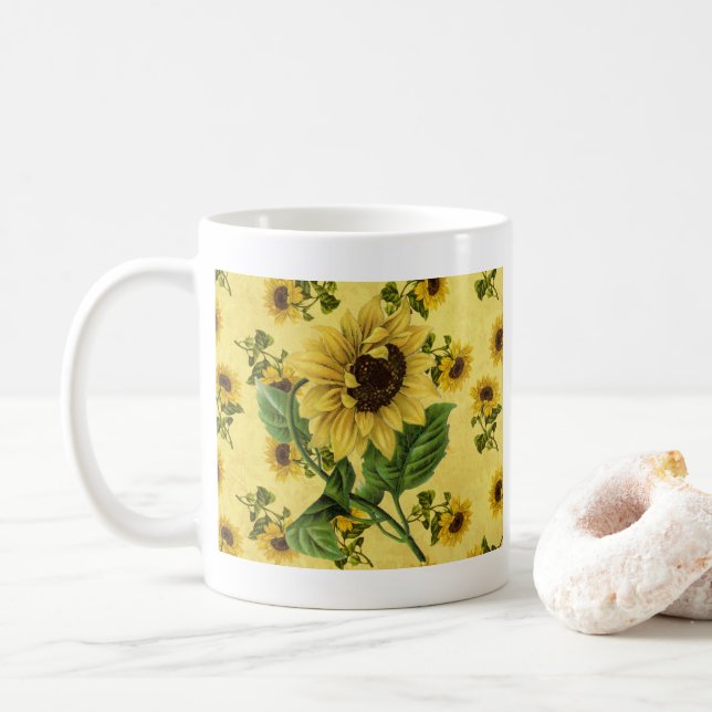 Vintage Sonnenblumen Kaffeetasse (Mit Donut)