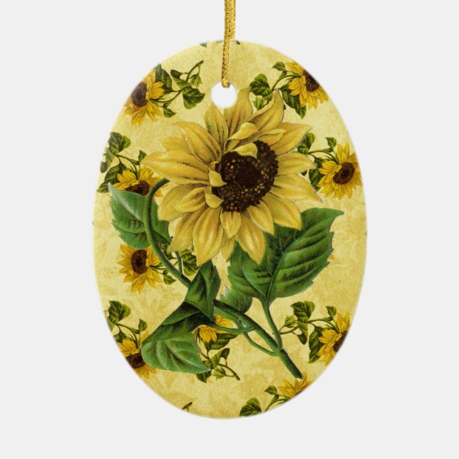 Vintage Sonnenblumen Keramikornament (Vorne)