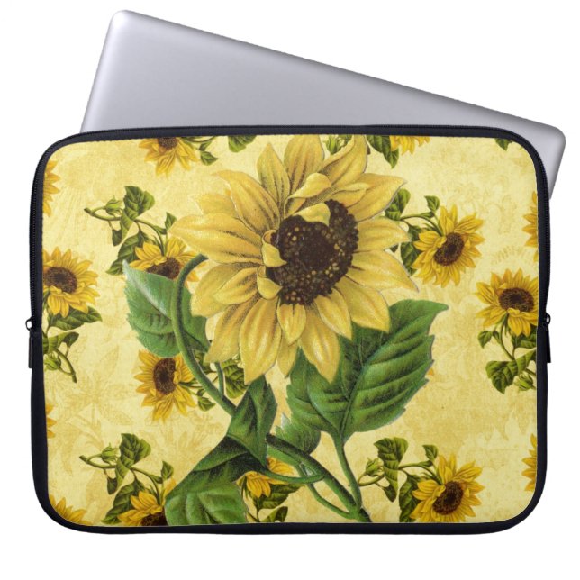 Vintage Sonnenblumen Laptopschutzhülle (Vorderseite)
