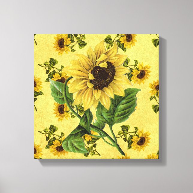 Vintage Sonnenblumen Leinwanddruck (Vorderseite)