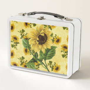Vintage Sonnenblumen Metall Brotdose