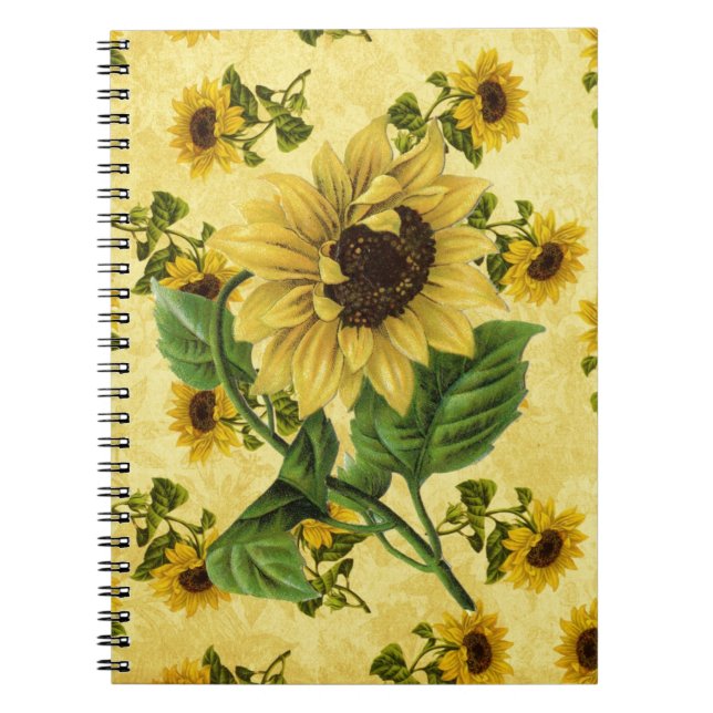 Vintage Sonnenblumen Notizblock (Vorderseite)