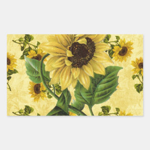 Vintage Sonnenblumen Rechteckiger Aufkleber