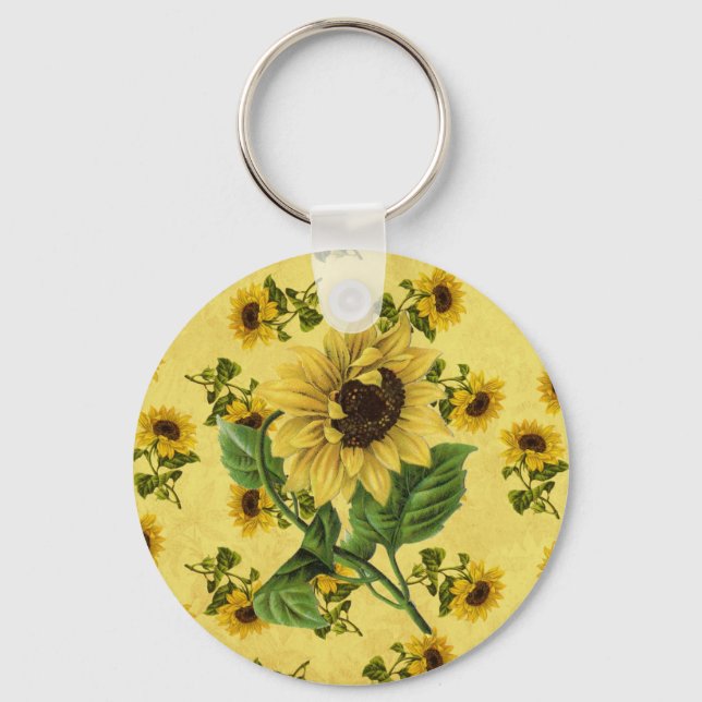 Vintage Sonnenblumen Schlüsselanhänger (Vorderseite)