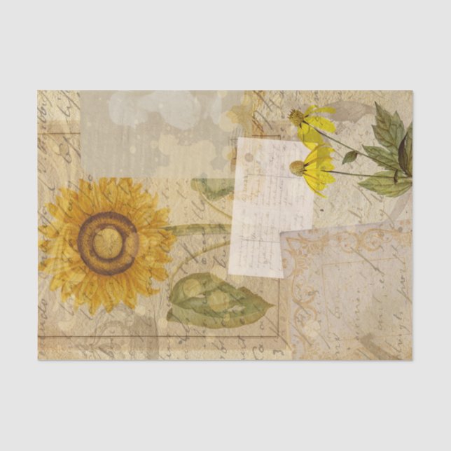 Vintage Sonnenblumen Seidenpapier (Vorderseite)