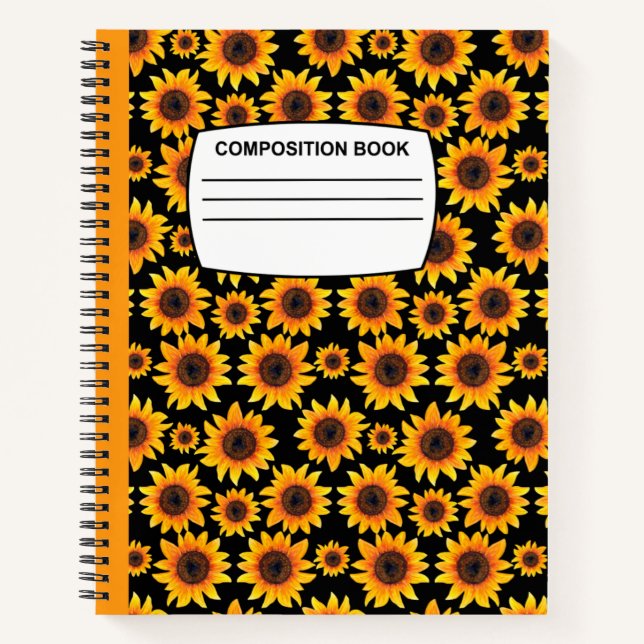 Vintage Sonnenblumen Spiralzusammensetzung Notizbuch (Vorderseite)