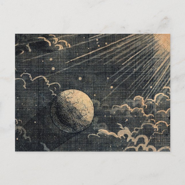 Vintage Sonnenfinsternis Mondwolken Postkarte (Vorderseite)